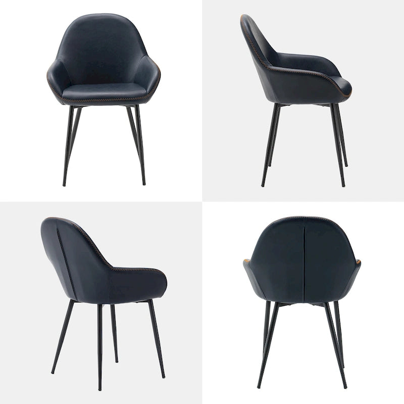 Glitzhome Lot de 4 Fauteuils de Salle à Manger d'Appoint en Similicuir Cousu de Style Mid-Century