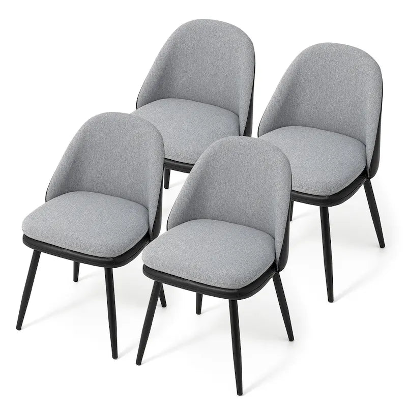 Glitzhome Lot de 4 Fauteuils de Salle à Manger d'Appoint en Similicuir Cousu de Style Mid-Century