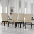Lot de 4 chaises de salle à manger en bois rembourrées avec garniture cloutée