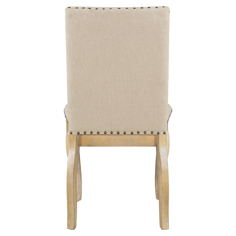 Lot de 4 chaises de salle à manger en bois rembourrées avec garniture cloutée