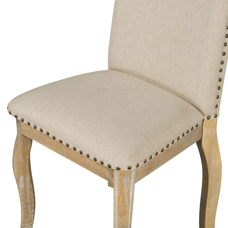 Lot de 4 chaises de salle à manger en bois rembourrées avec garniture cloutée