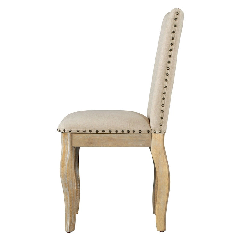 Lot de 4 chaises de salle à manger en bois rembourrées avec garniture cloutée