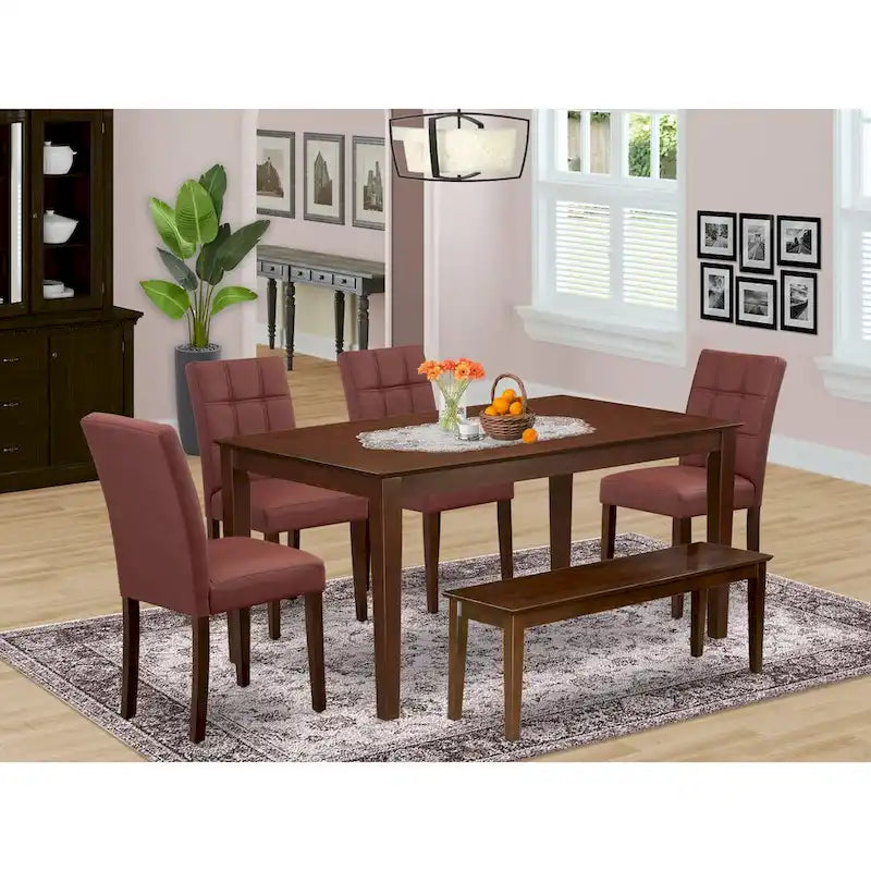 Ensemble de salle à manger East West Furniture avec table rectangulaire et chaises, Acajou (Options de pièces)