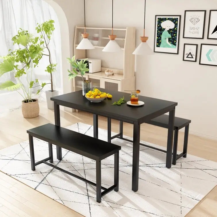 Ensemble table et banc de salle à manger, ensemble de 3 meubles de salle à manger, ensemble table de cuisine pour cuisine, salle à manger, salon