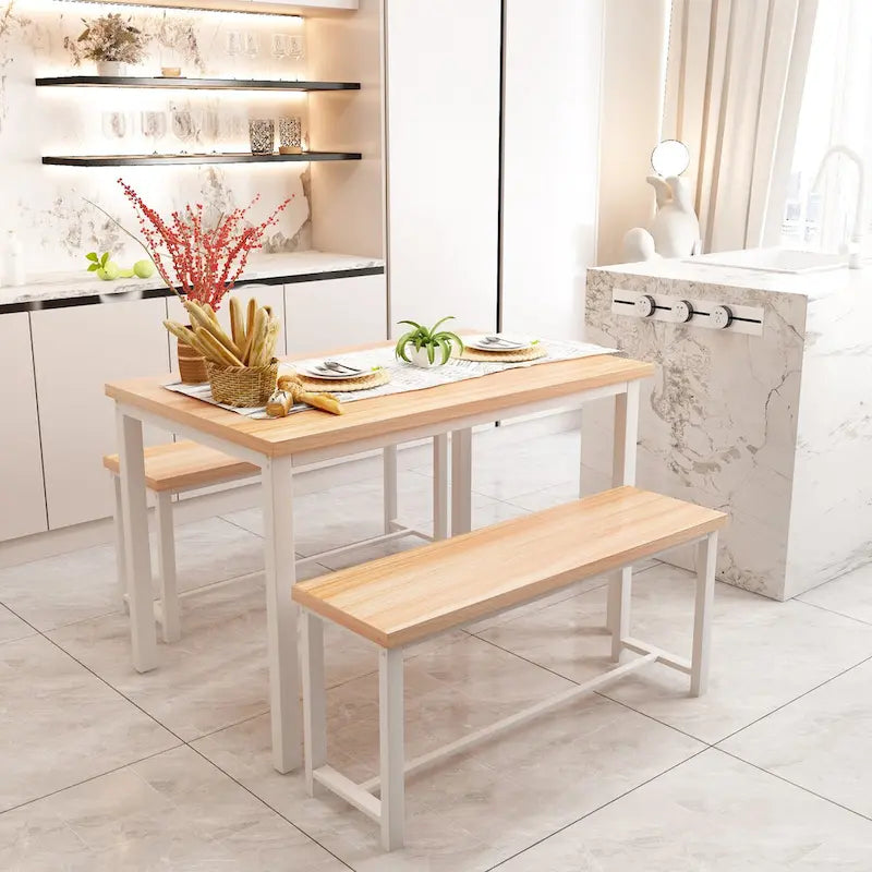 Ensemble table et banc de salle à manger, ensemble de 3 meubles de salle à manger, ensemble table de cuisine pour cuisine, salle à manger, salon