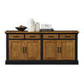 Crédence en bois Toulouse, Console de rangement de bureau, Meuble TV, Noir - 68W x 30H x 18D