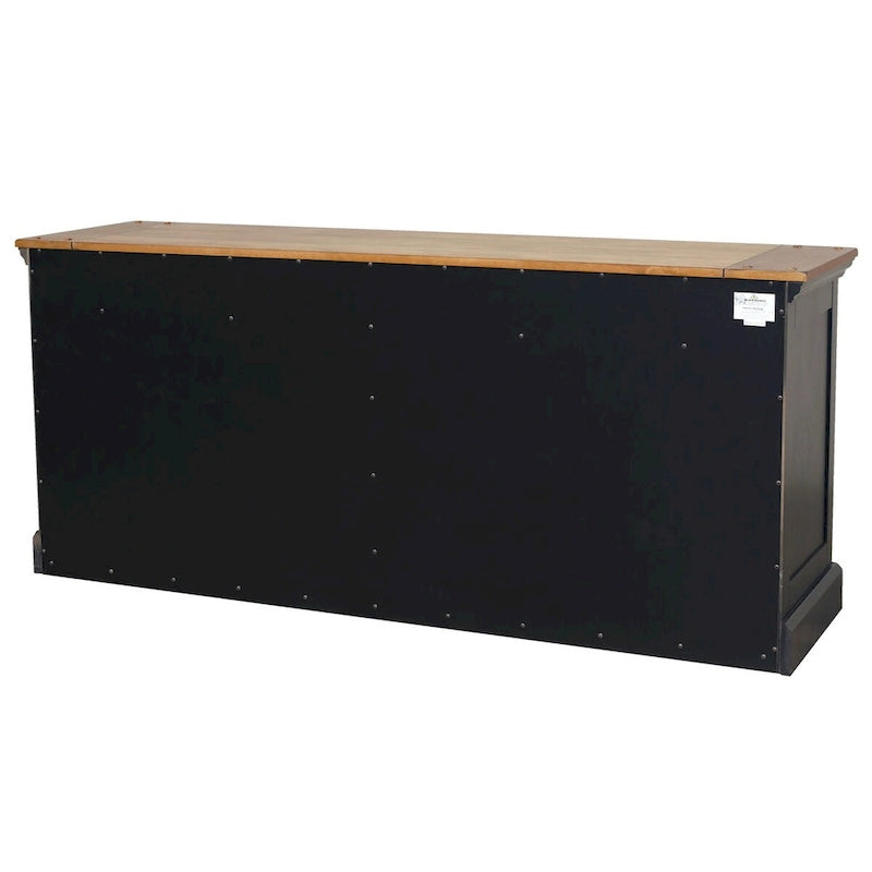 Crédence en bois Toulouse, Console de rangement de bureau, Meuble TV, Noir - 68W x 30H x 18D