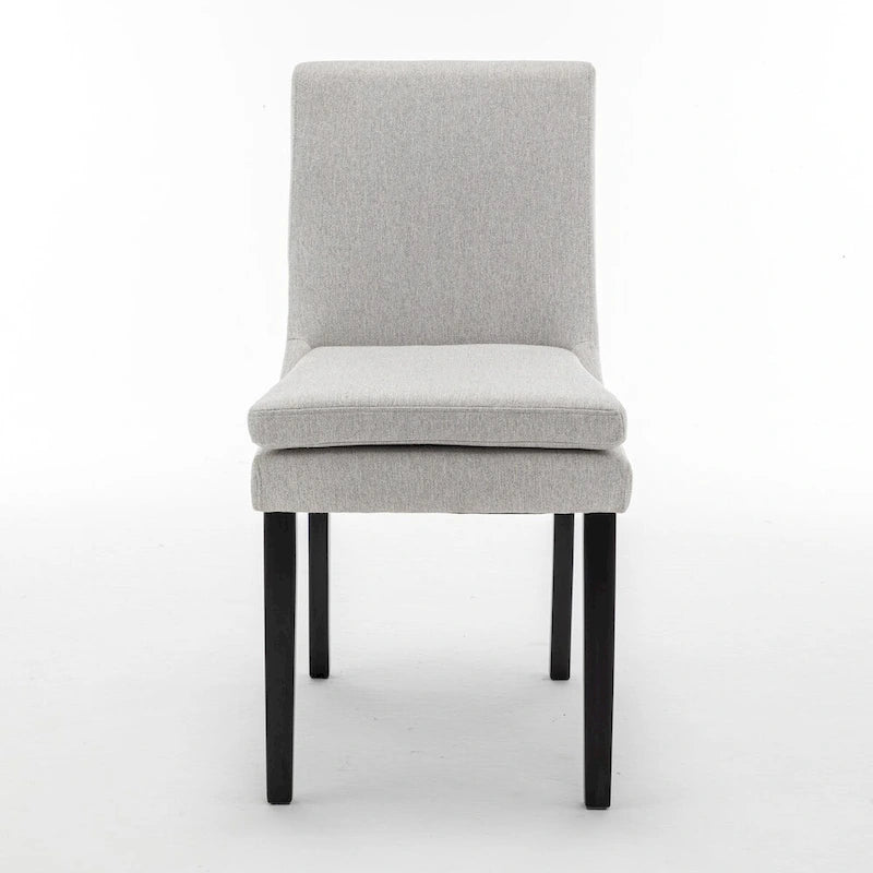Lot de 2 chaises de salle à manger modernes, chaises de cuisine et de salle à manger rembourrées avec pieds en bois massif, chaises en tissu de lin capitonné