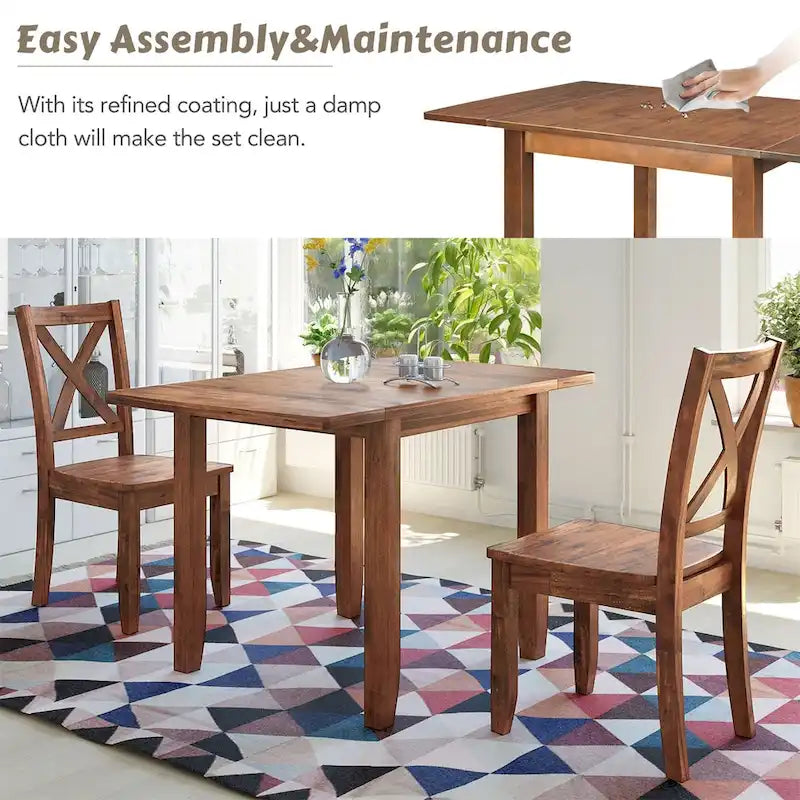Ensemble de table à manger d'angle Merax 3 pièces avec plateau rabattable en bois