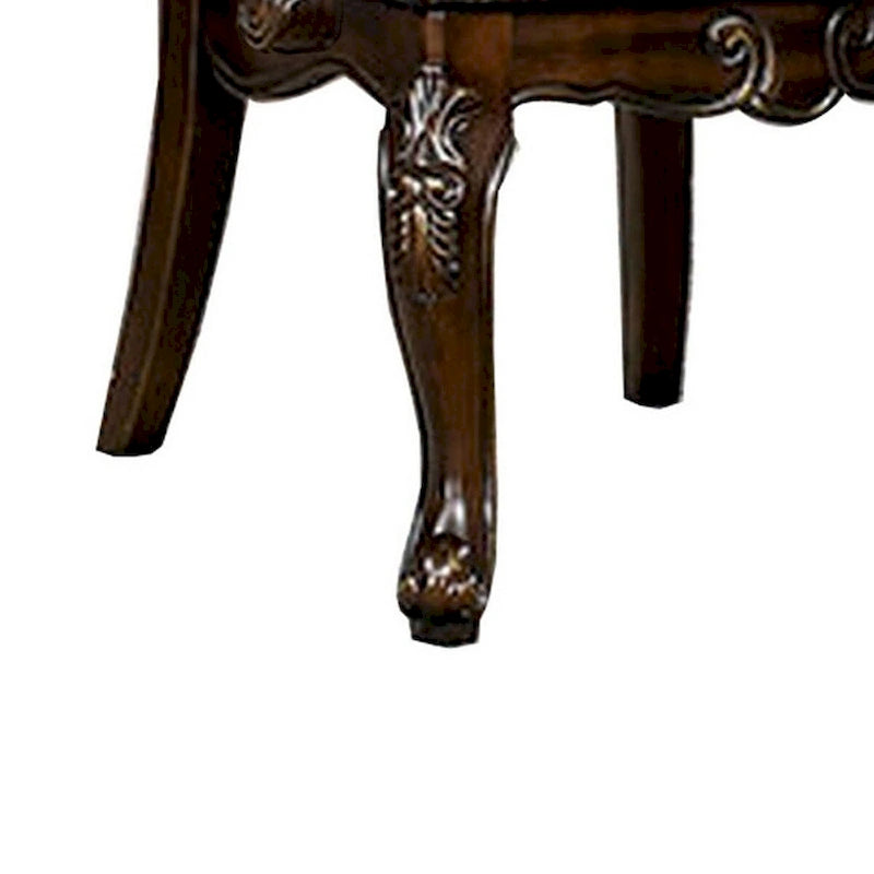 Fauteuil de salle à manger sculpté Ons 29 pouces, lot de 2, similicuir marron