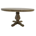 Table à manger ronde de 54 po de large en bois naturel (avec support en acier renforcé) - 54 L x 30 H x 54 P