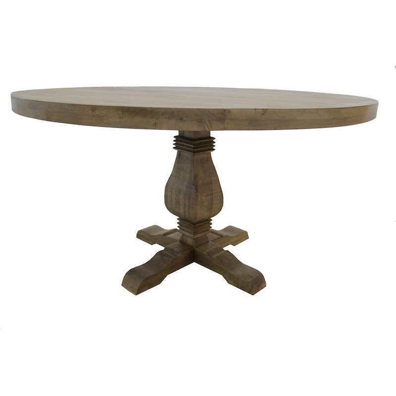 Table à manger ronde de 54 po de large en bois naturel (avec support en acier renforcé) - 54 L x 30 H x 54 P