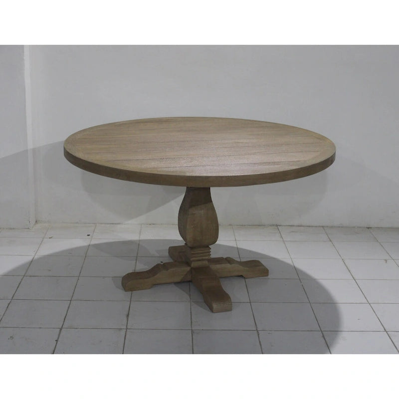 Table à manger ronde de 54 po de large en bois naturel (avec support en acier renforcé) - 54 L x 30 H x 54 P