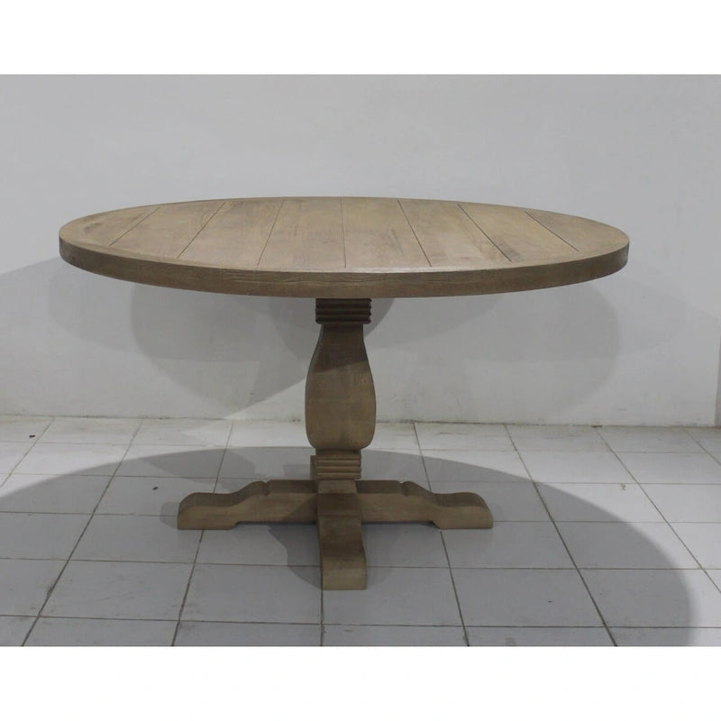 Table à manger ronde de 54 po de large en bois naturel (avec support en acier renforcé) - 54 L x 30 H x 54 P