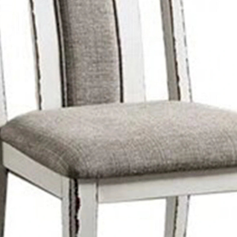 Ensemble de 2 chaises de salle à manger de 24 pouces, bois blanc rustique, assise en tissu gris