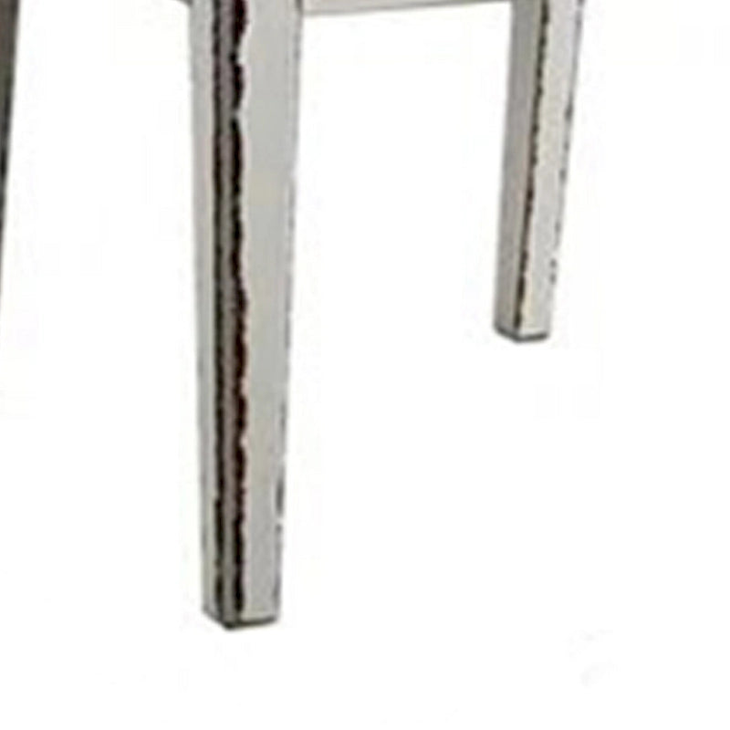 Ensemble de 2 chaises de salle à manger de 24 pouces, bois blanc rustique, assise en tissu gris