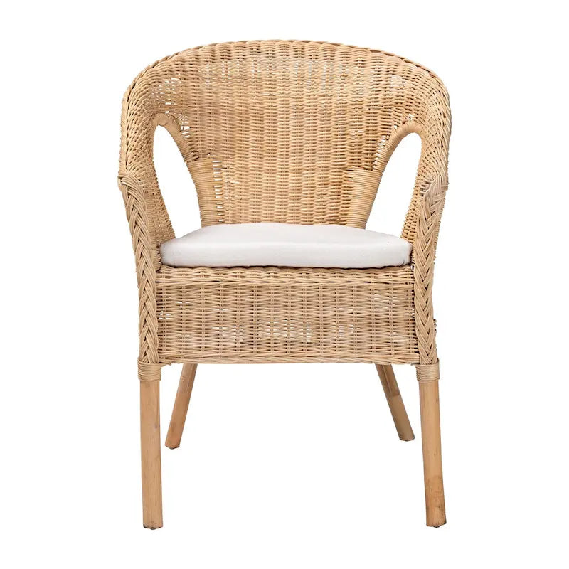 Chaise de salle à manger Abbey en rotin naturel, style bohème moderne