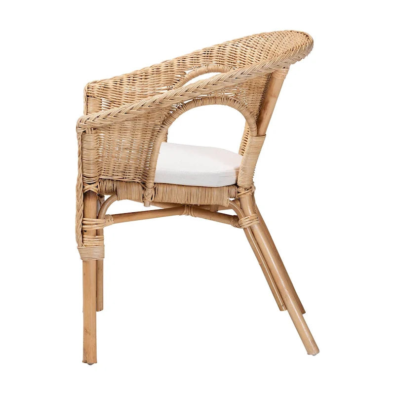 Chaise de salle à manger Abbey en rotin naturel, style bohème moderne