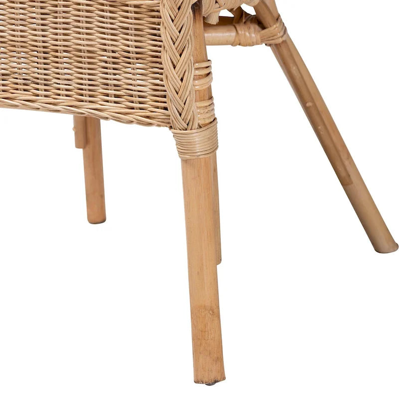 Chaise de salle à manger Abbey en rotin naturel, style bohème moderne