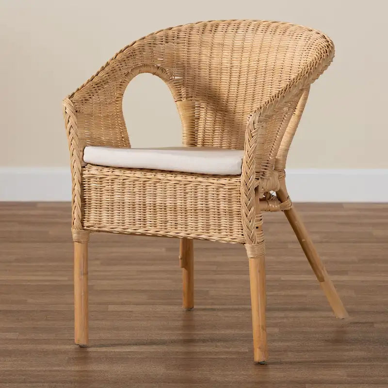 Chaise de salle à manger Abbey en rotin naturel, style bohème moderne