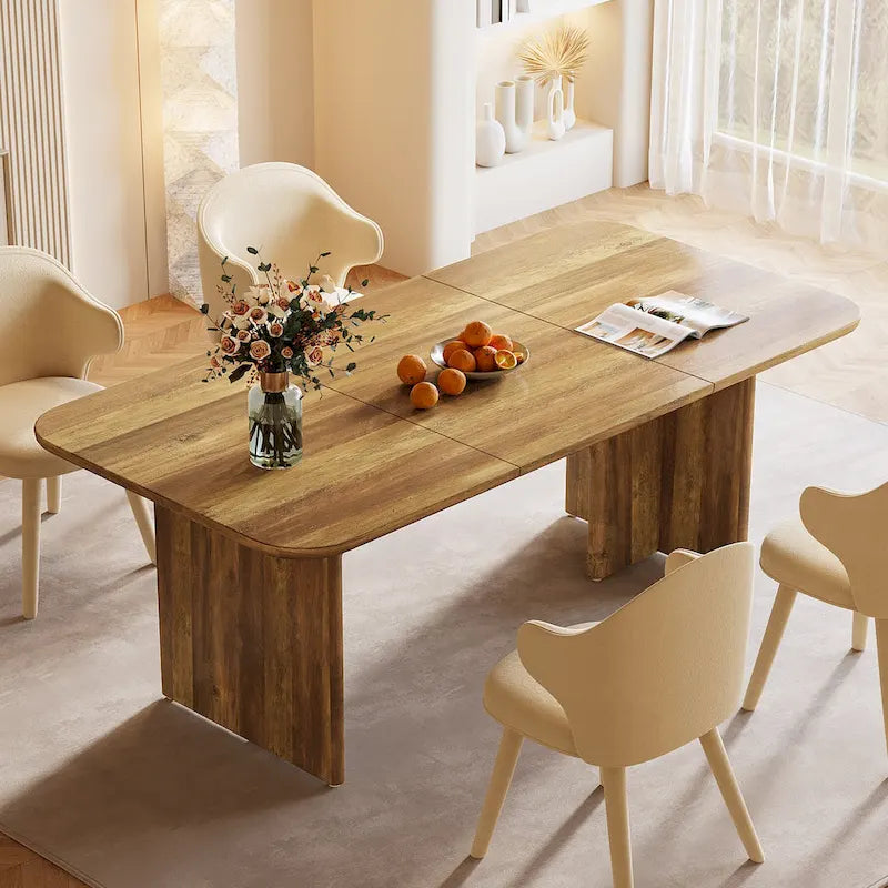 Grande table de salle à manger de 160 cm pour 4 à 6 personnes, table de cuisine rectangulaire moderne