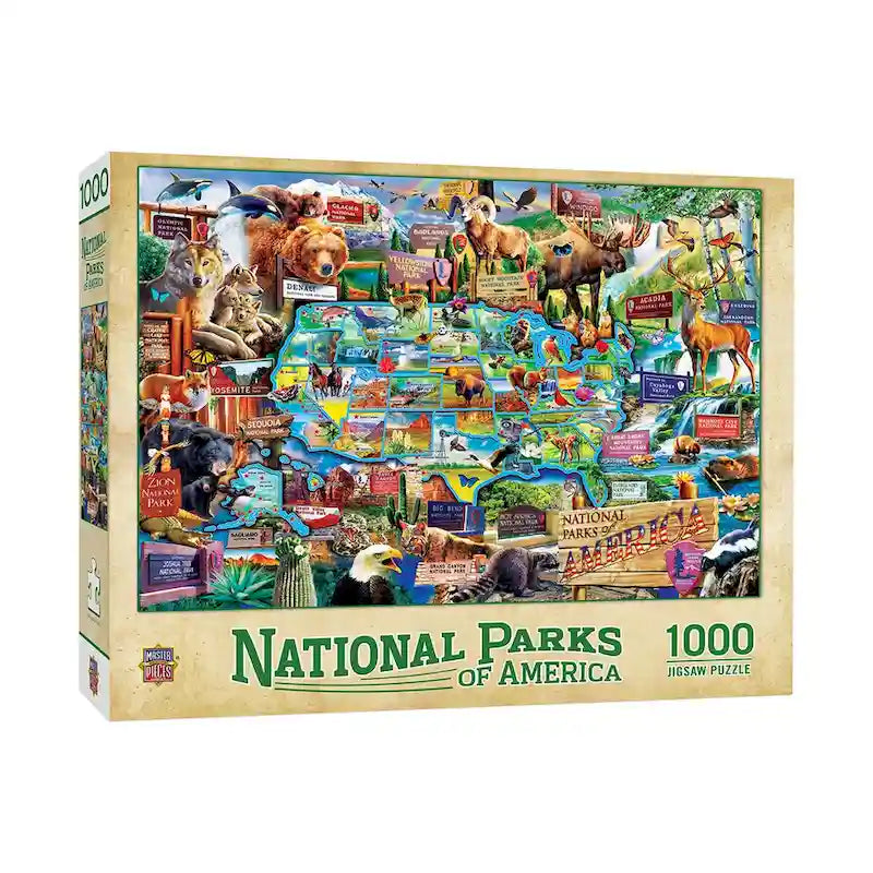 Parcs nationaux des États-Unis - Puzzle carte - 1000 pièces - S/O
