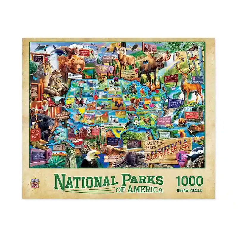 Parcs nationaux des États-Unis - Puzzle carte - 1000 pièces - S/O