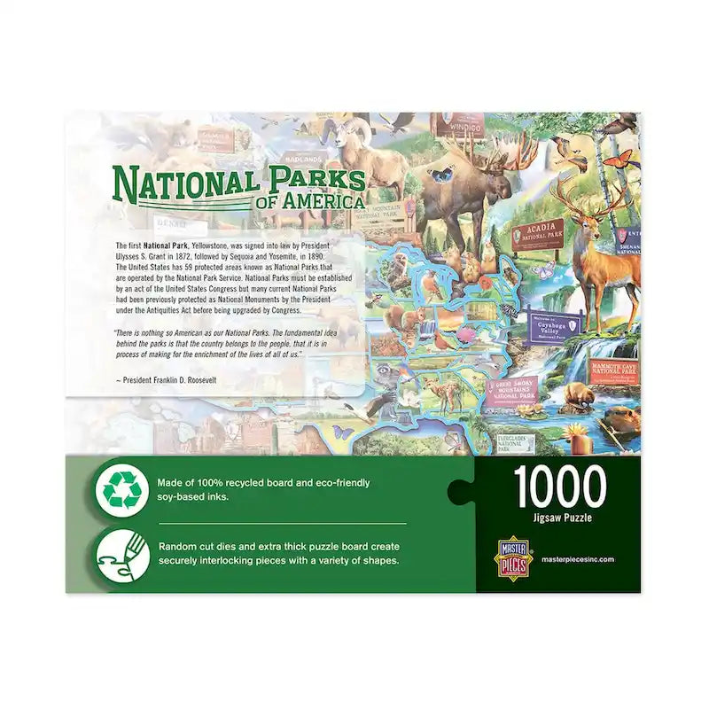 Parcs nationaux des États-Unis - Puzzle carte - 1000 pièces - S/O