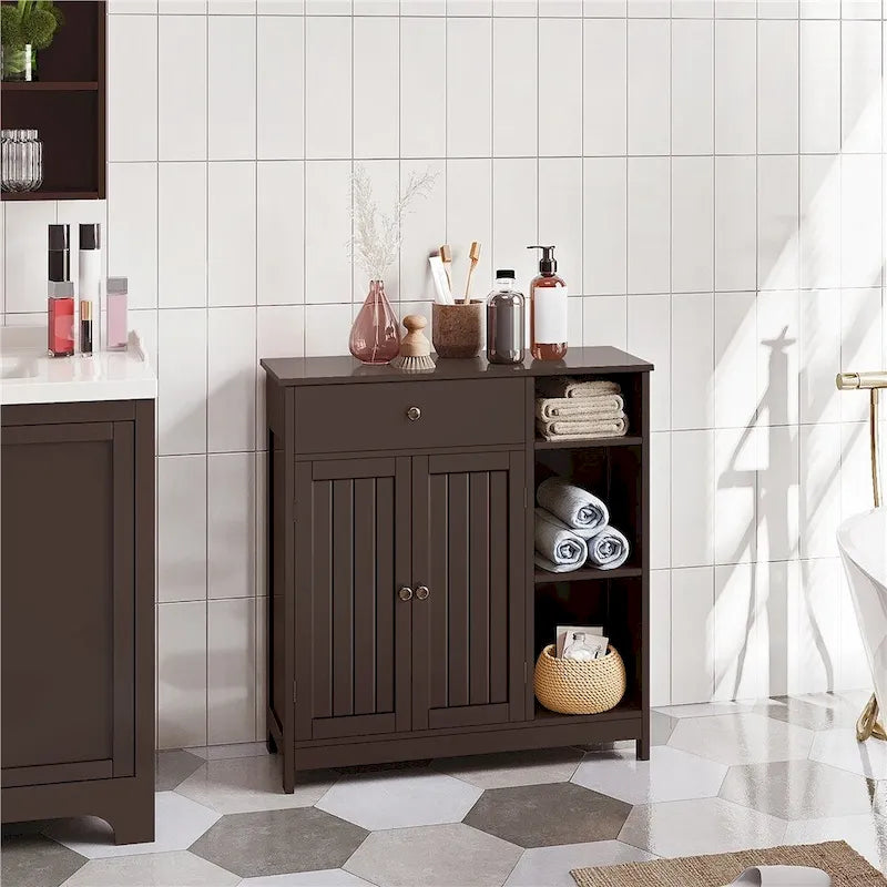 Meuble bas de salle de bain Yaheetech sur pied avec tiroir réglable