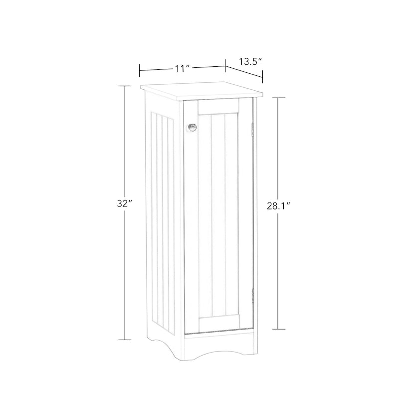 Armoire de rangement étroite à une porte RiverRidge Ashland pour salle de bain et buanderie avec étagères réglables - Blanche