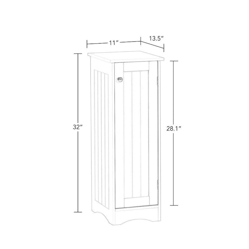 Armoire de rangement étroite à une porte RiverRidge Ashland pour salle de bain et buanderie avec étagères réglables - Blanche