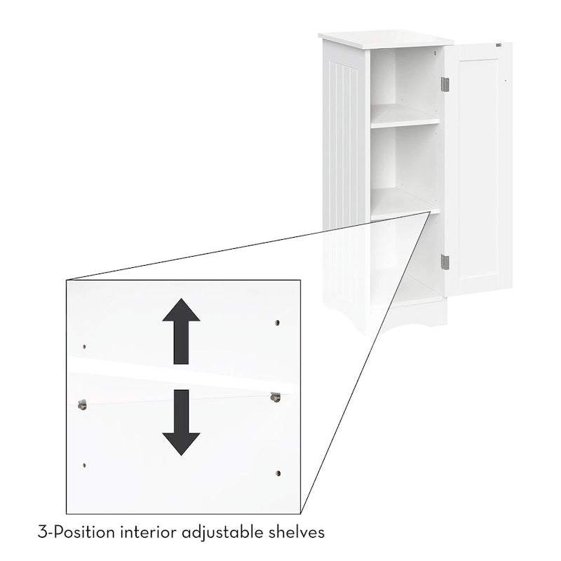 Armoire de rangement étroite à une porte RiverRidge Ashland pour salle de bain et buanderie avec étagères réglables - Blanche