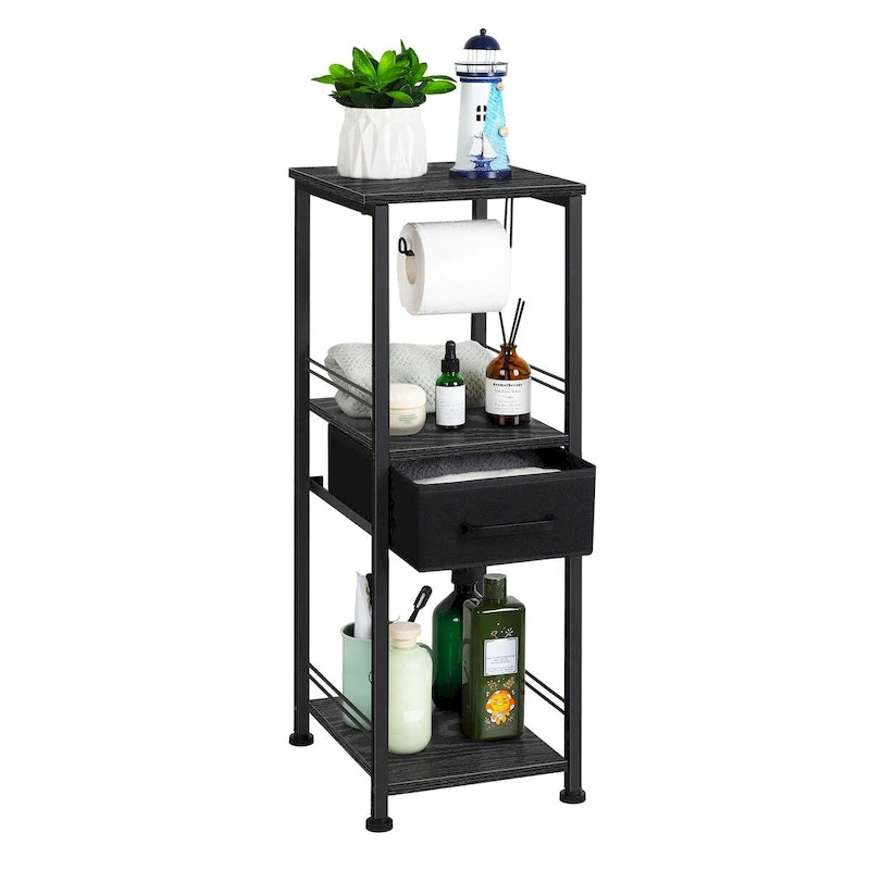 Meuble de rangement autoportant pour papier toilette avec tiroir coulissant