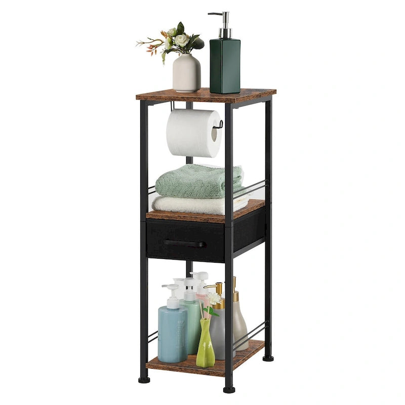 Meuble de rangement autoportant pour papier toilette avec tiroir coulissant