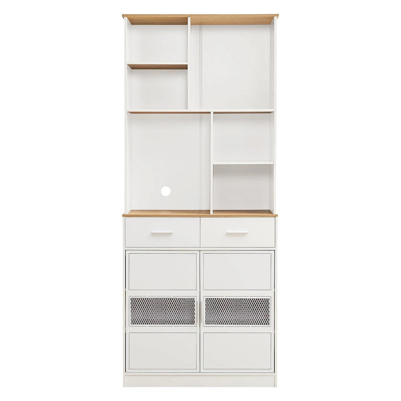 Meuble de rangement haut sur pied de 183 cm pour la cuisine, la salle de bain, le salon, blanc