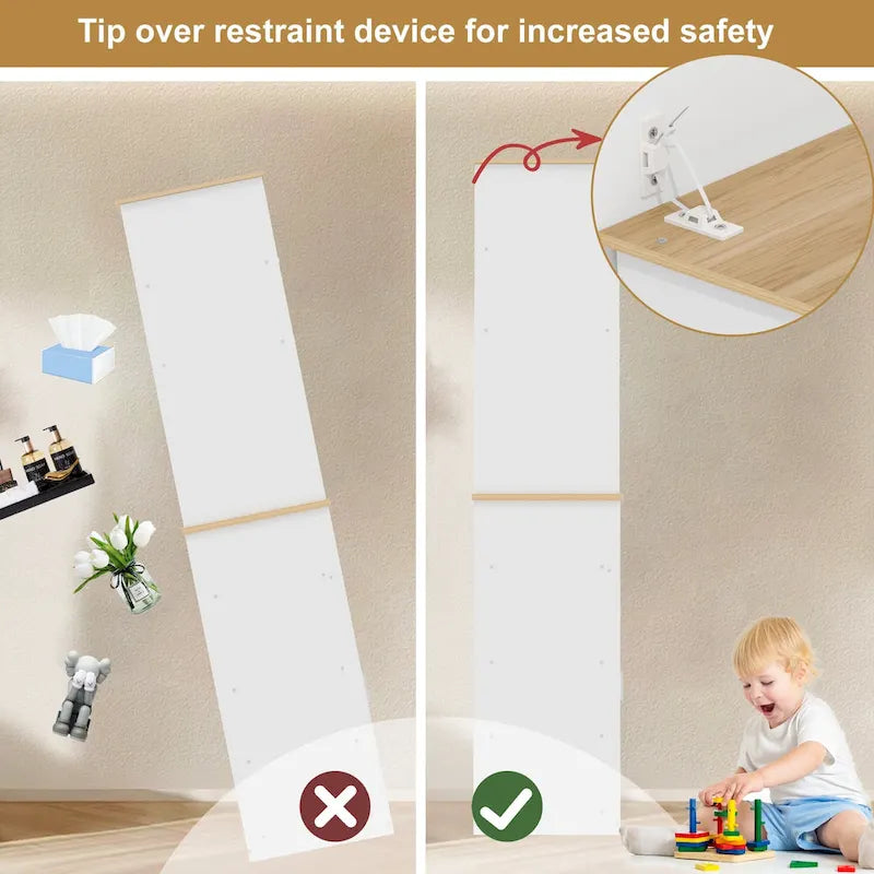 Meuble de rangement haut sur pied de 183 cm pour la cuisine, la salle de bain, le salon, blanc