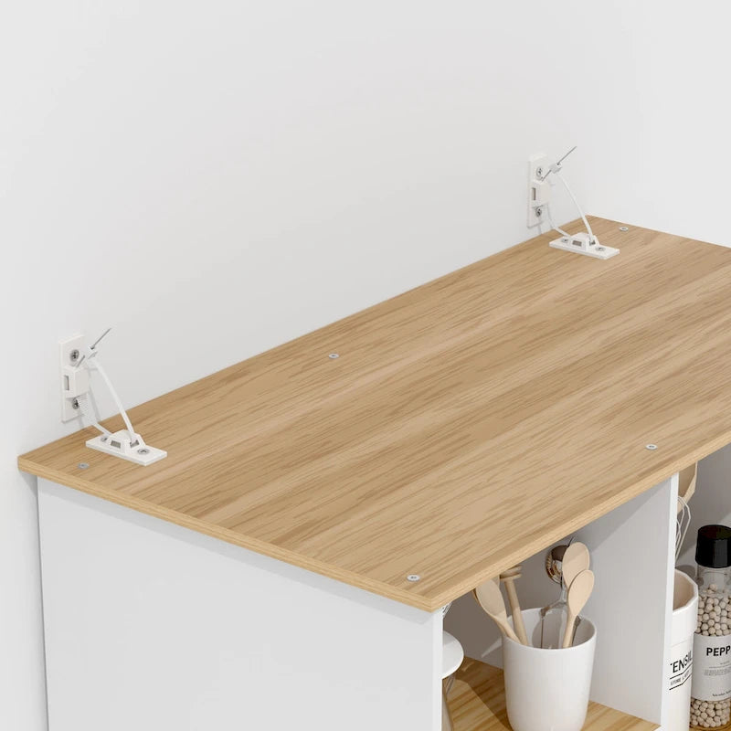 Meuble de rangement haut sur pied de 183 cm pour la cuisine, la salle de bain, le salon, blanc