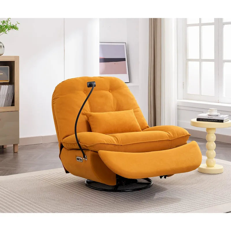 Fauteuil inclinable pivotant électrique avec chargeur USB et lecteur de musique Bluetooth