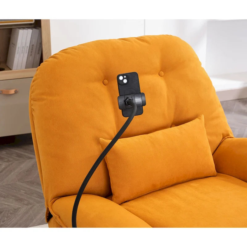 Fauteuil inclinable pivotant électrique avec chargeur USB et lecteur de musique Bluetooth