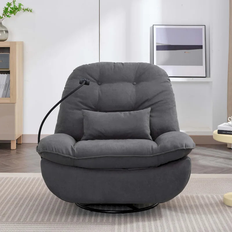 Fauteuil inclinable pivotant électrique avec chargeur USB et lecteur de musique Bluetooth