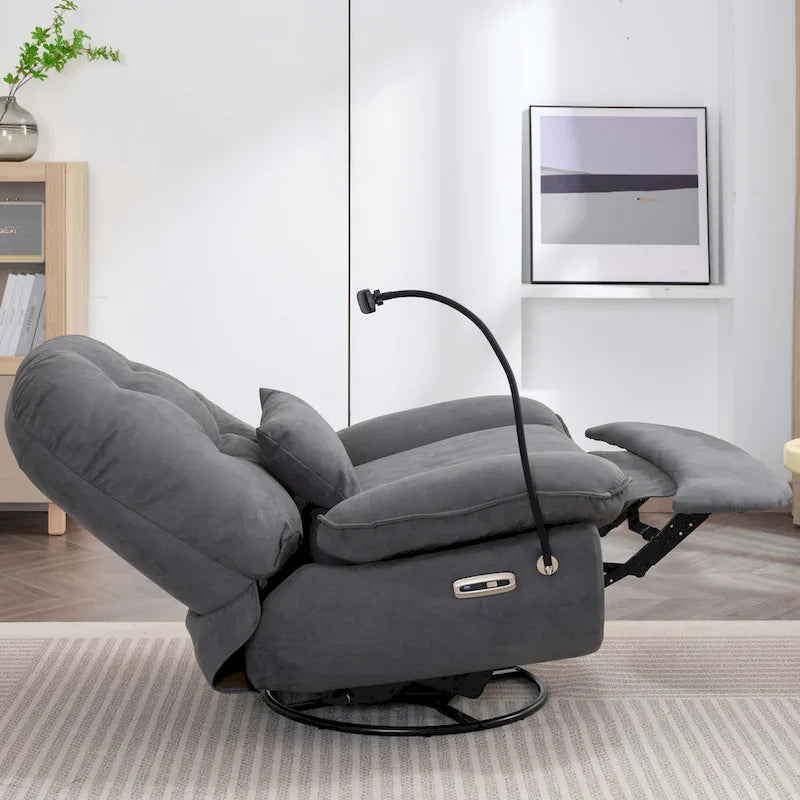 Fauteuil inclinable pivotant électrique avec chargeur USB et lecteur de musique Bluetooth