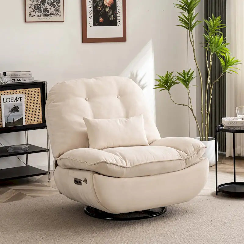 Fauteuil inclinable pivotant électrique avec chargeur USB et lecteur de musique Bluetooth