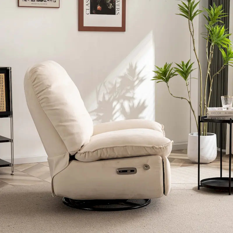 Fauteuil inclinable pivotant électrique avec chargeur USB et lecteur de musique Bluetooth