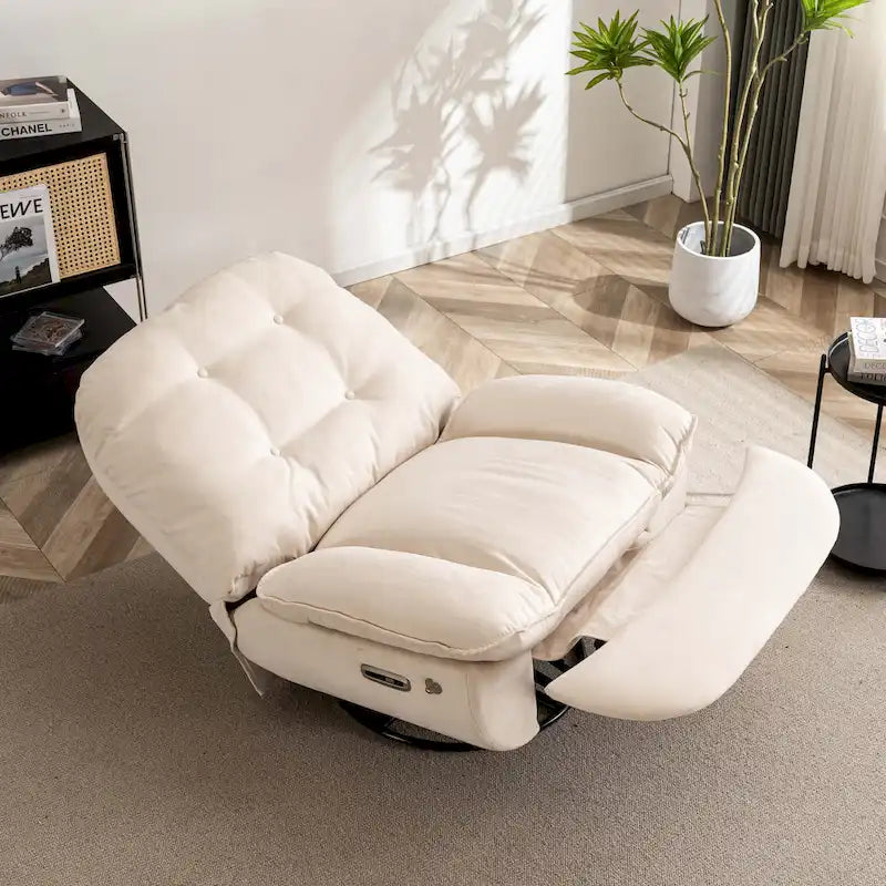 Fauteuil inclinable pivotant électrique avec chargeur USB et lecteur de musique Bluetooth
