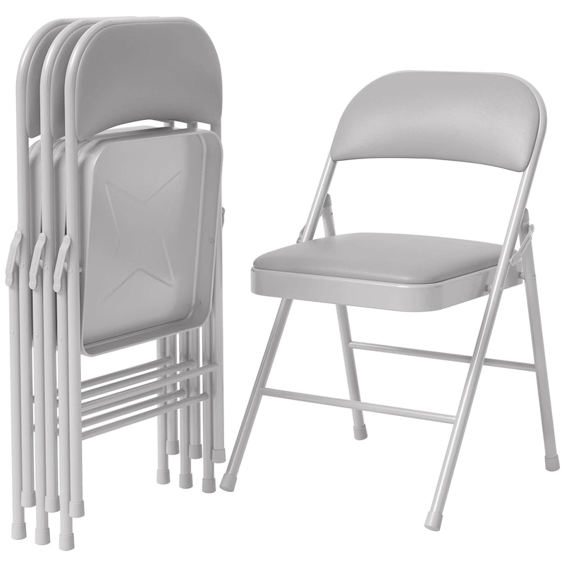 Lot de 4 chaises pliantes avec coussin et dossier rembourrés, supportent jusqu'à 158 kg