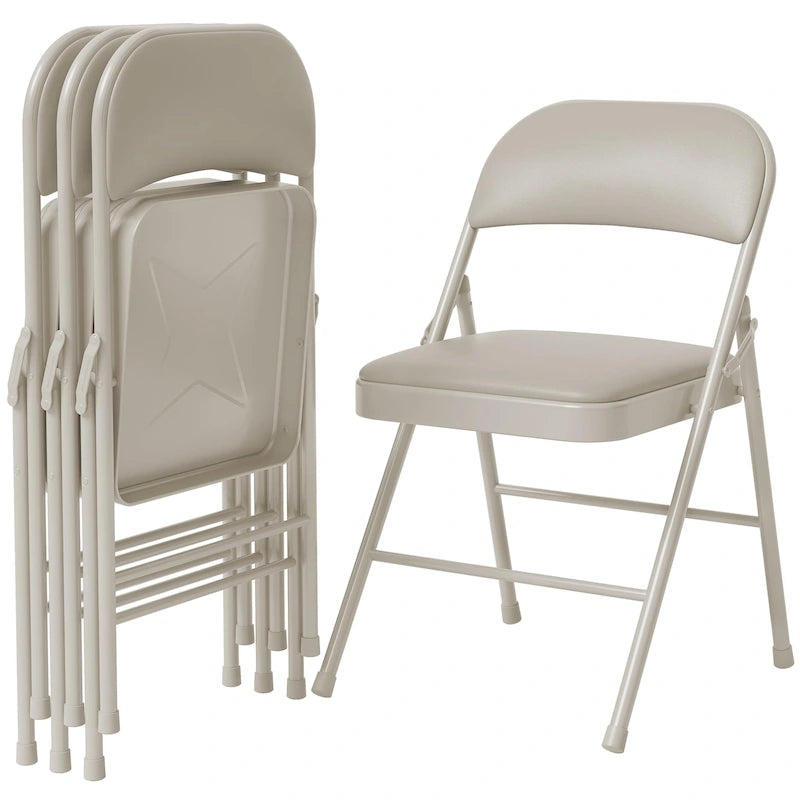 Lot de 4 chaises pliantes avec coussin et dossier rembourrés, supportent jusqu'à 158 kg