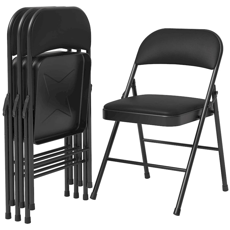 Lot de 4 chaises pliantes avec coussin et dossier rembourrés, supportent jusqu'à 158 kg