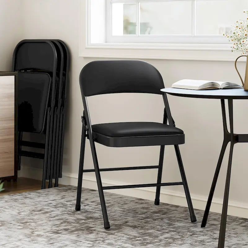 Lot de 4 chaises pliantes avec coussin et dossier rembourrés, supportent jusqu'à 158 kg