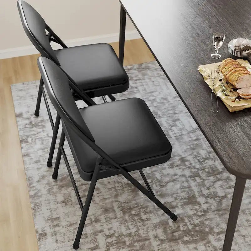 Lot de 4 chaises pliantes avec coussin et dossier rembourrés, supportent jusqu'à 158 kg