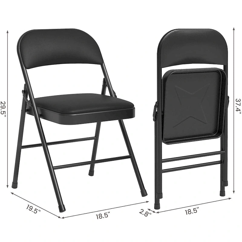 Lot de 4 chaises pliantes avec coussin et dossier rembourrés, supportent jusqu'à 158 kg